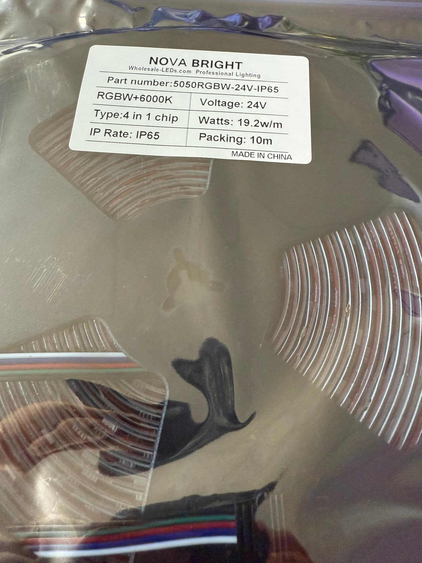 RGBW (6000K) 6in1 32FT IP65 LED Strip Light 19.2W/M 24V 5050RGBW-24V-IP65