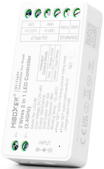 MiBoxer 2 Wires 2 in 1 LED Controller (2.4GHz) LC2-RF