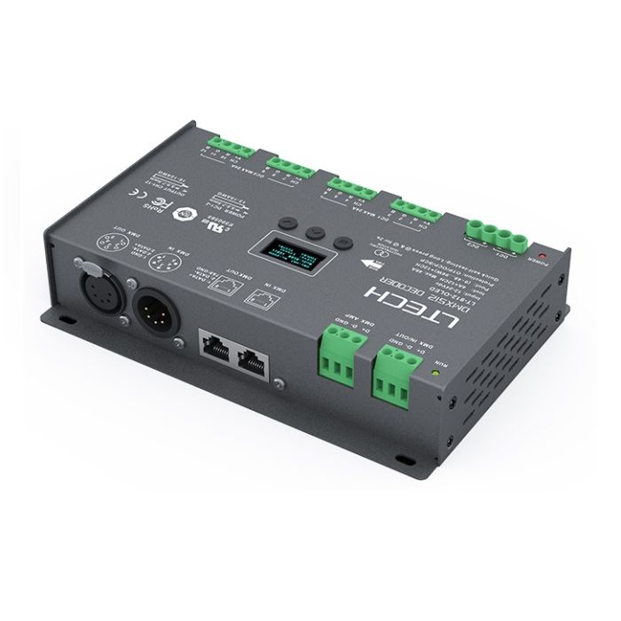 LTech LT-912-OLED 12CH DMX512 RDM LED Decoder Controller 12-24V Constant Voltage