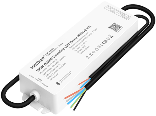 MiBoxer Waterproof 150W RGBW LED Driver
(WiFi+2.4G) WP4-P150V24