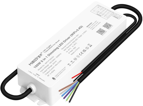 MiBoxer Waterproof 150W 5 in 1 Dimming LED Driver (WiFi+2.4G) WP5-P150V24