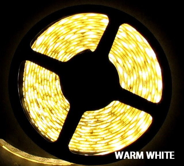 12V LED Strip Lights ~ 12V White LED Light Strips ~ White (Warm) - NovaBright 5054SMD Warm White Super Bright Flexible LED Light Strip 16 Ft Reel Only