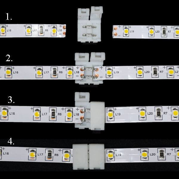 5050 SMD 10MM Inline Snap On Square Connector Single Color Reels - No Wires (Pack Of 10)