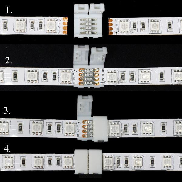 LED Strip Accessories - RGB 5050 Inline Snap On Square Connector - No Wires