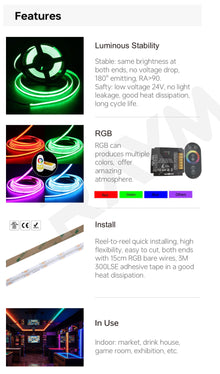 RGB COB Flexible LED Strip IP20 32FT 10M 576LPM 24V UL 180 Degrees