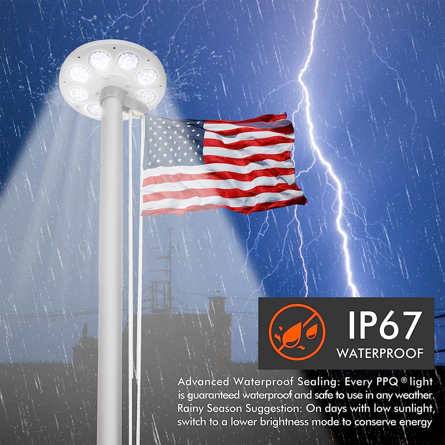 tent pole light 136 LEDs Solar Flagpole Light Solar Powered Outdoor Garden Portable Te – HOLLYWOOD LEDS