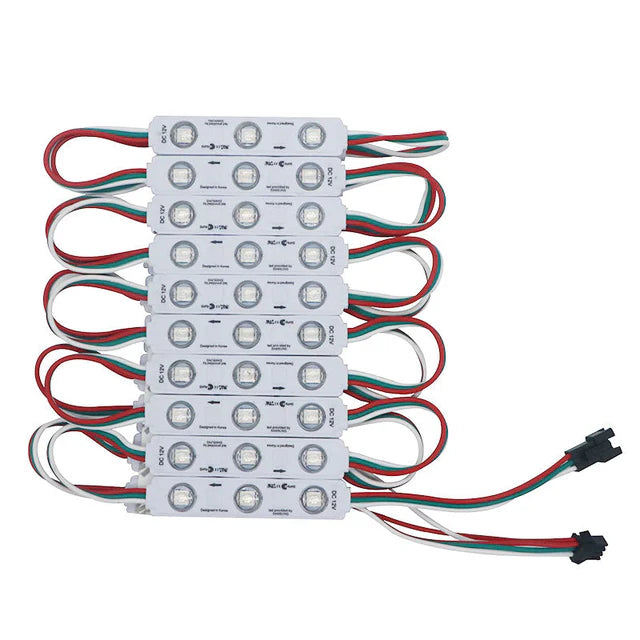 NovaBright NB-IC100 Startrail 100Pcs WS2811 RGB LED Module Lights DC 12V SMD 5050 Addressable Dream Color RGB Chasing LED Module Waterproof IP65 LED Storefront Lights 3M Tape with Remote Control