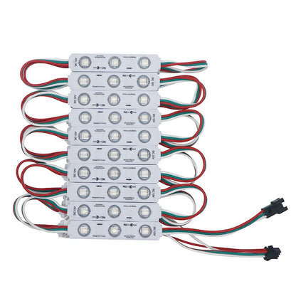 NovaBright NB-IC100 Startrail 100Pcs WS2811 RGB LED Module Lights DC 12V SMD 5050 Addressable Dream Color RGB Chasing LED Module Waterproof IP65 LED Storefront Lights 3M Tape with Remote Control