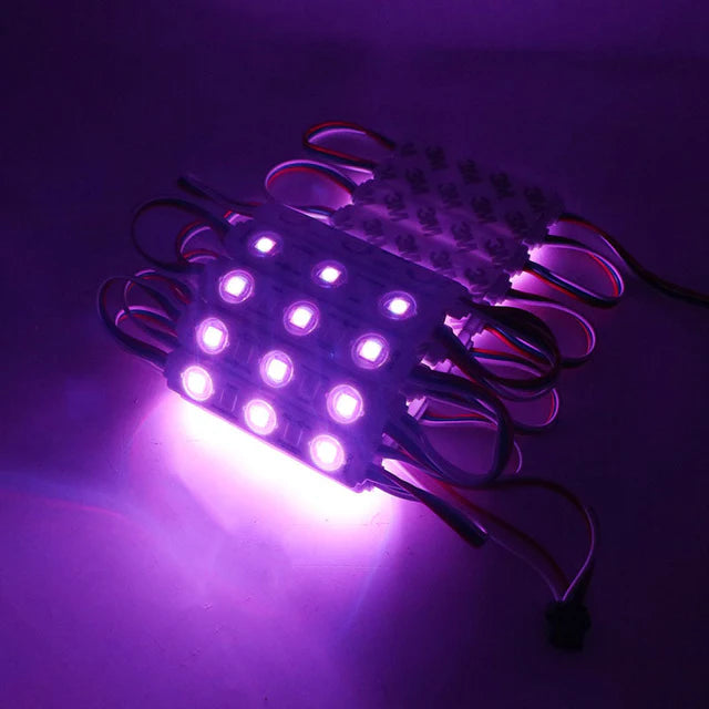 NovaBright NB-IC100 Startrail 100Pcs WS2811 RGB LED Module Lights DC 12V SMD 5050 Addressable Dream Color RGB Chasing LED Module Waterproof IP65 LED Storefront Lights 3M Tape with Remote Control