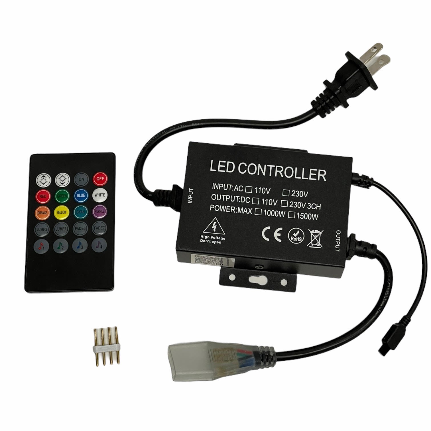 BT-120V Rope Light Remote Control AC 110-240V 1500W Wireless Music IR  Remote Control RGB Controller with 24Key Remote for High Voltage 5050 2835  LED
