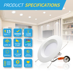 4 Inch Smooth Trim Downlights 12W