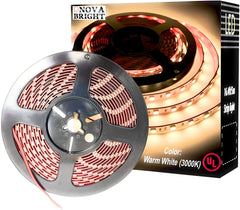 Nova Bright - Commercial-Grade LED Strip Lights - Easy to Install Flexible Tape Lighting with 3M Professional Adhesive Strips - Dimmable - Non-Waterproof - UL Certified - 300 LEDs - 12v DC - Warm
