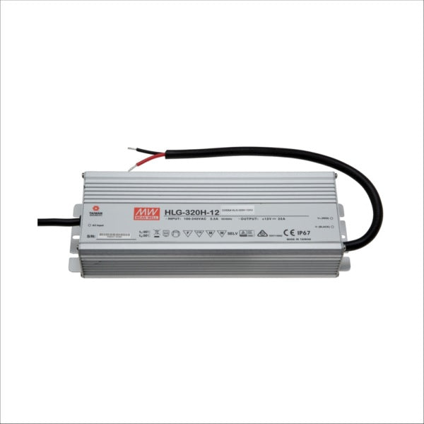 MEAN WELL Switching LED Driver Power Supply - Cable for Input and Output, 12V 22A 264W - HLG-320H-12 , Grey