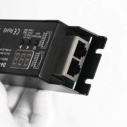 Novabright RG24500 4CH D4-E 32A DMX Decoder PWM Flicker Free Smooth Dimming Constant Voltage 12V-36V Digital Display 2000Hz for RGBW LED Lights 8A/CH