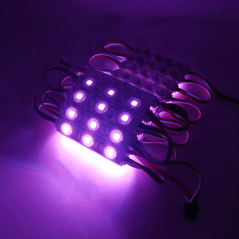 NovaBright NB-IC100 Startrail 100Pcs WS2811 RGB LED Module Lights DC 12V SMD 5050 Addressable Dream Color RGB Chasing LED Module Waterproof IP65 LED Storefront Lights 3M Tape with Remote Control