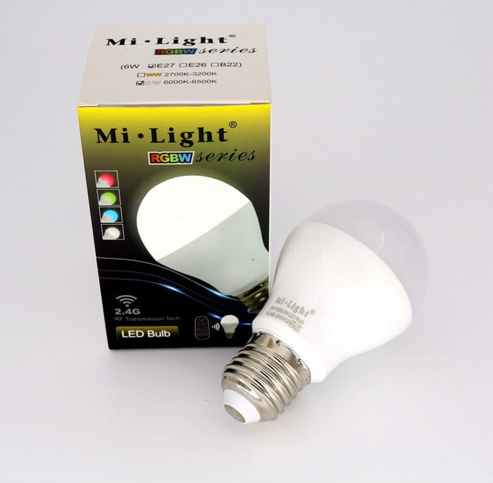 AC85-265V MILIGHT 2.4G Wireless LED bulbs E27 6W RGBW RGBWW RGB+Warm White/White wifi lampada LED Dimmable Bulb Lamp spot light