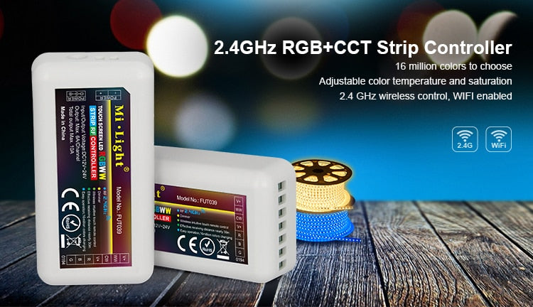 Mi Light FUT039 Wireless 2.4G 4-Zone RF Wireless RGB+CCT LED Controller Dimmer for Flexible 5050 RGB RGBW RGBCW Led Strip Lights