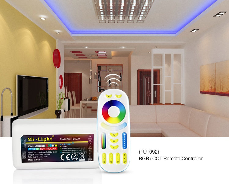 Mi Light FUT039 Wireless 2.4G 4-Zone RF Wireless RGB+CCT LED Controller Dimmer for Flexible 5050 RGB RGBW RGBCW Led Strip Lights